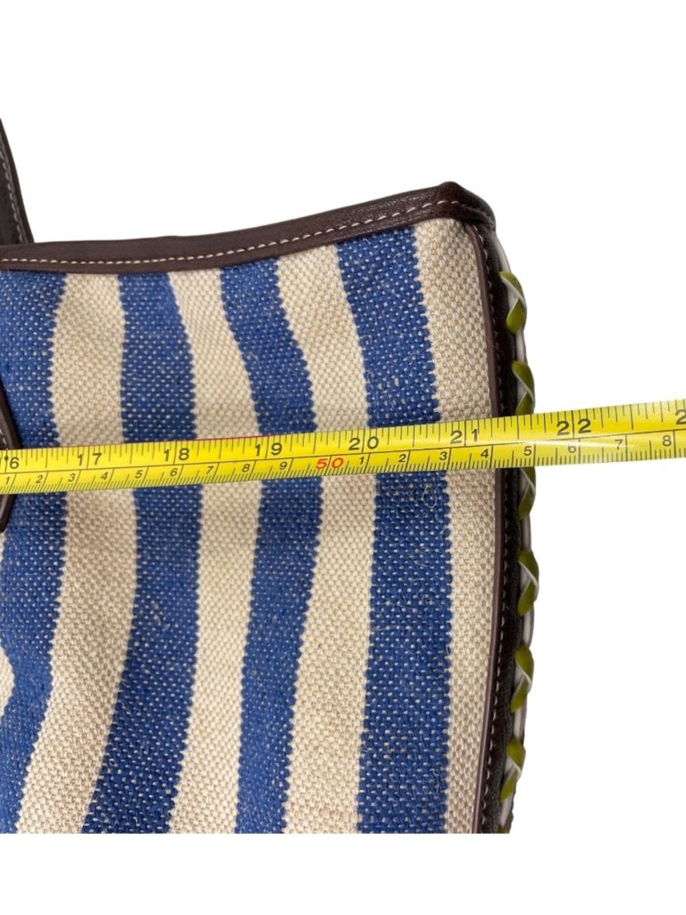 Big Buddha Shoulder Purse Tote Satchel Blue White Stripes - Picture 12 of 13